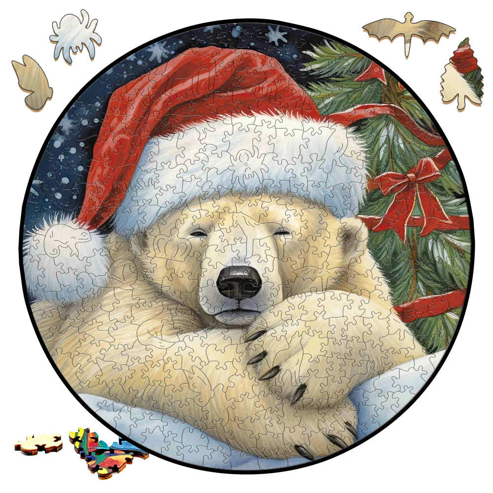 Wooden Puzzle Merry Christmas Jigsaw Puzzles For Kids Surprise Toys Creative Games Round Shaped Wood Puzzle With Education game