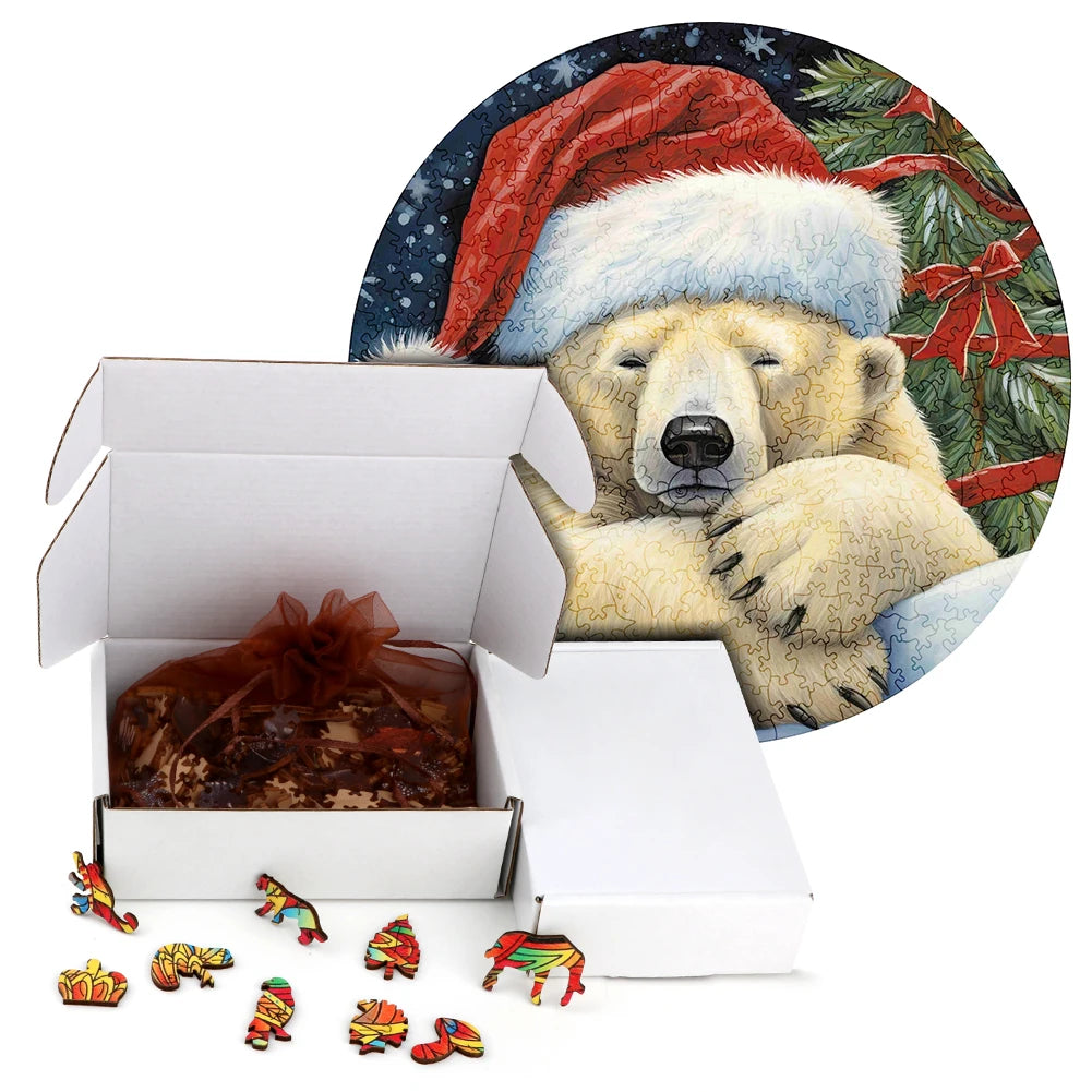 Wooden Puzzle Merry Christmas Jigsaw Puzzles For Kids Surprise Toys Creative Games Round Shaped Wood Puzzle With Education game