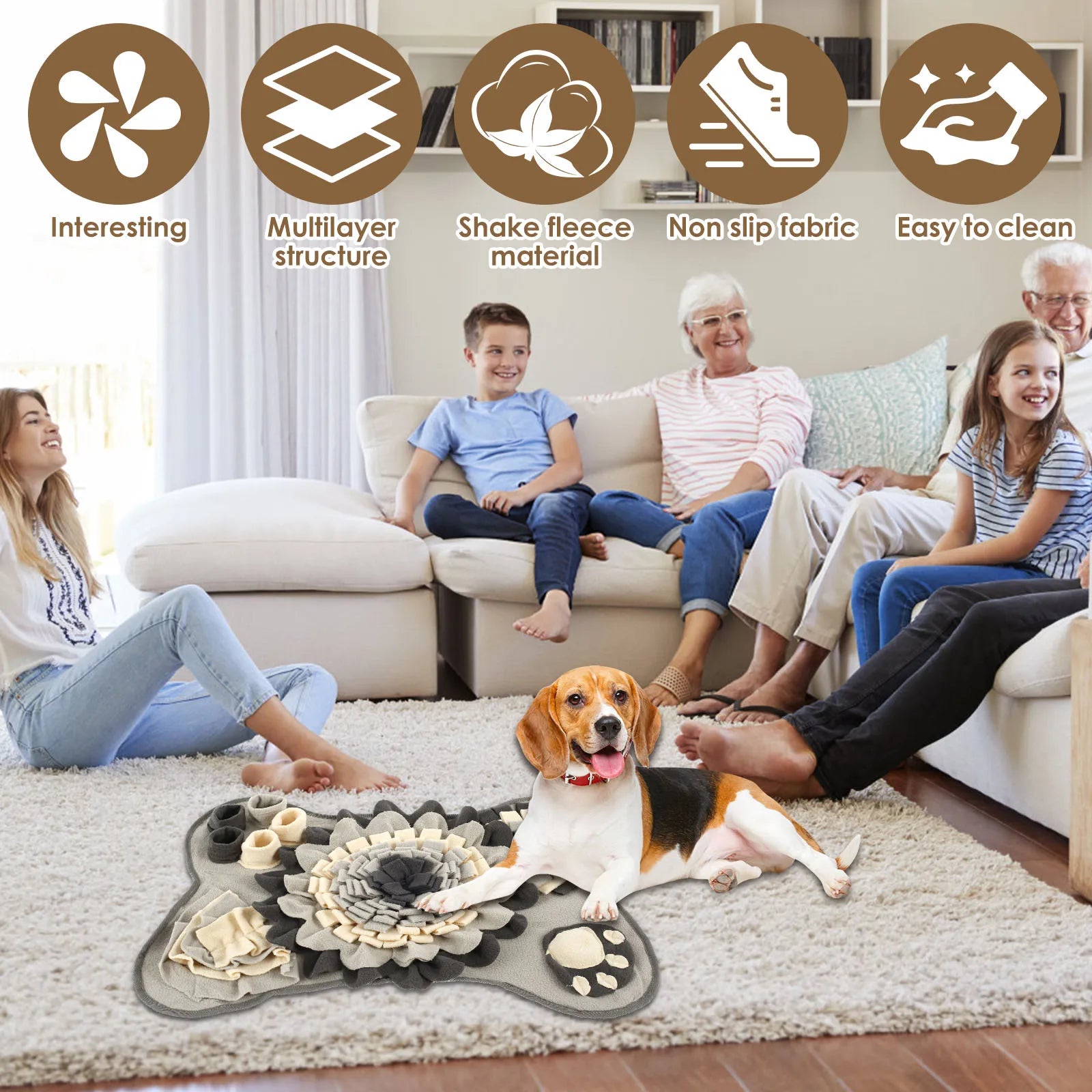 Dog Snuffle Mat Foraging Smell Training Blanket Pet Interactive Training and Stress Relief Sniff Feeding Mat Treat Mat Dog Toys
