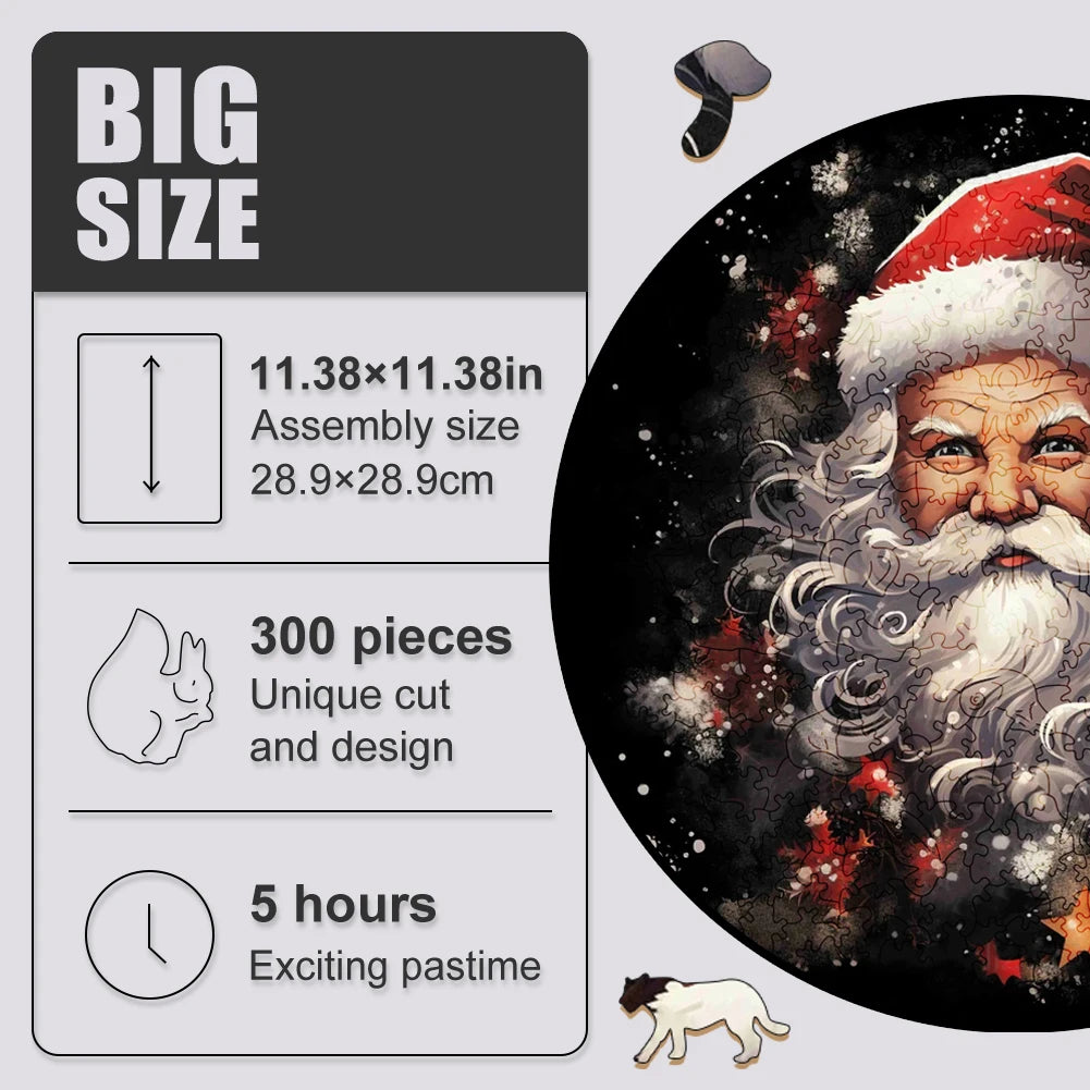 Wooden Puzzle Merry Christmas Jigsaw Puzzles For Kids Surprise Toys Creative Games Round Shaped Wood Puzzle With Education game