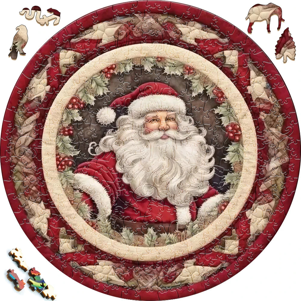 Wooden Puzzle Merry Christmas Jigsaw Puzzles For Kids Surprise Toys Creative Games Round Shaped Wood Puzzle With Education game