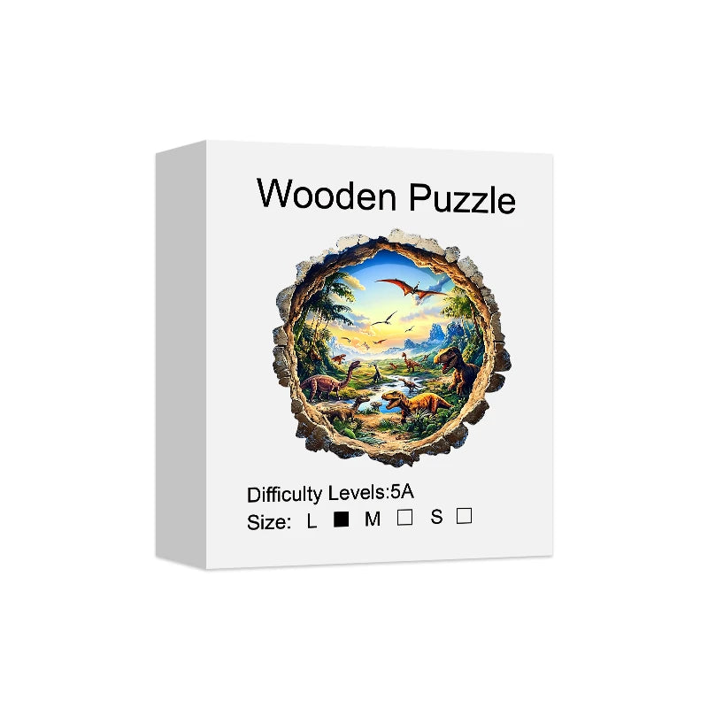Wooden Puzzle for Adults,Jurassic dinosaurs Puzzles, Irregular Animal Shaped Unique Wooden Jigsaw Puzzle,Modern Art Home Decor
