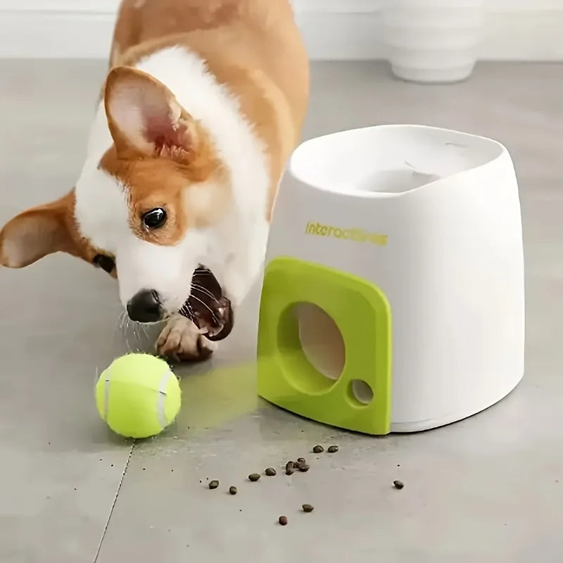 Pet Tennis Thrower Dog Cat Chase Training Fun Toy Reward Machine Intelligent Feeding Machine Throwing Machine with 2 Balls