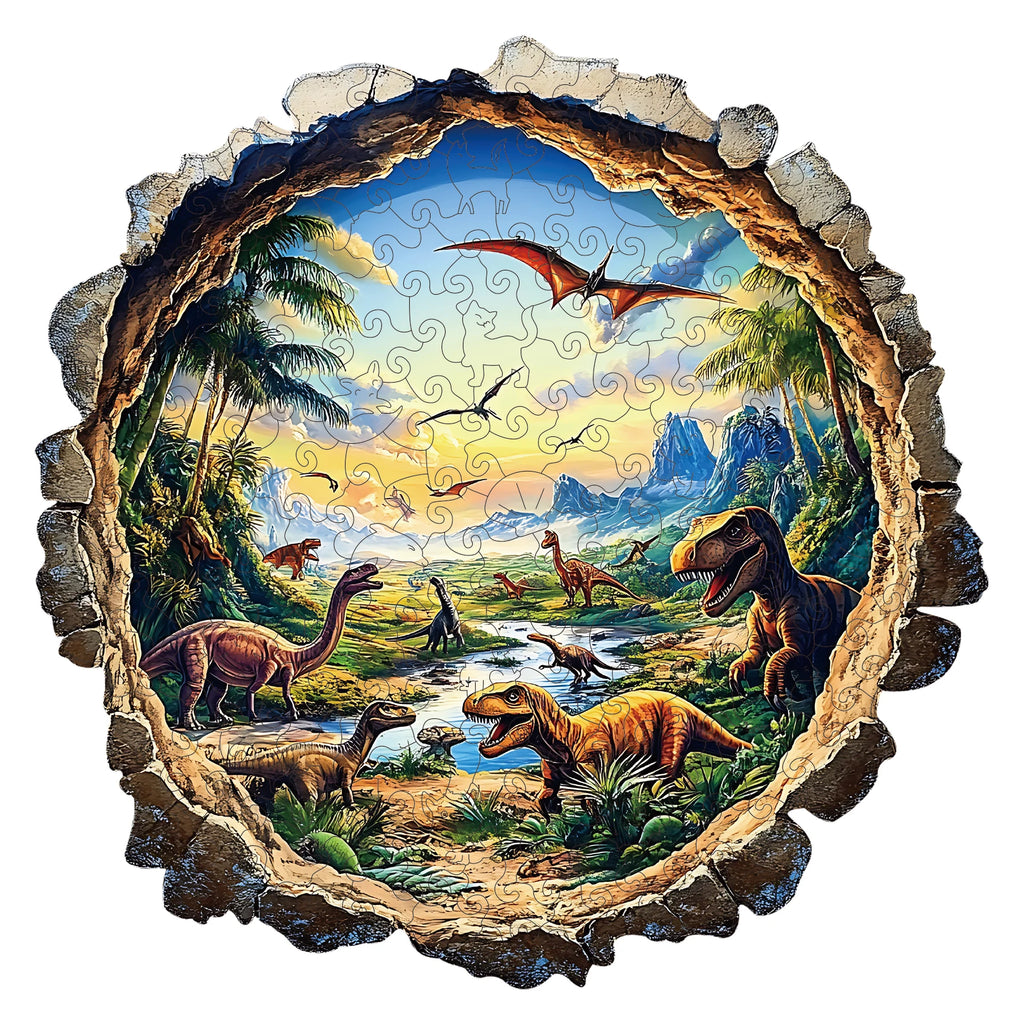 Wooden Puzzle for Adults,Jurassic dinosaurs Puzzles, Irregular Animal Shaped Unique Wooden Jigsaw Puzzle,Modern Art Home Decor