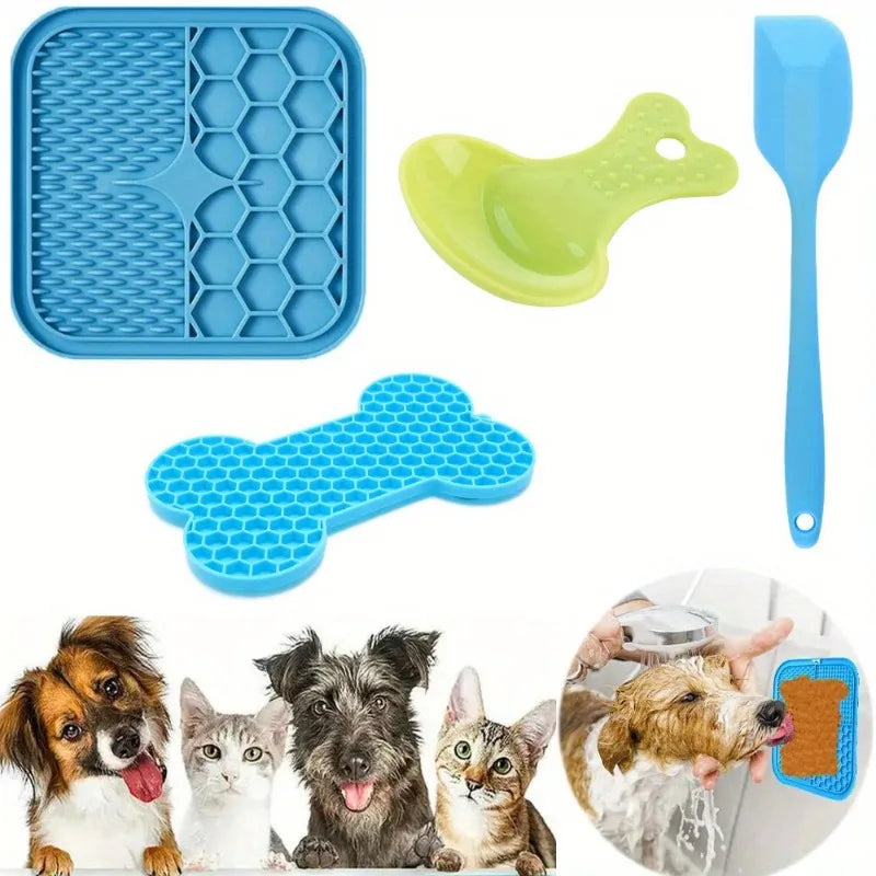 Pet Licking Mat with Suction Cups Anxiety and Boredom Relief Toy for Dogs and Cats  Reusable Treat Dispenser for Slow Feeding