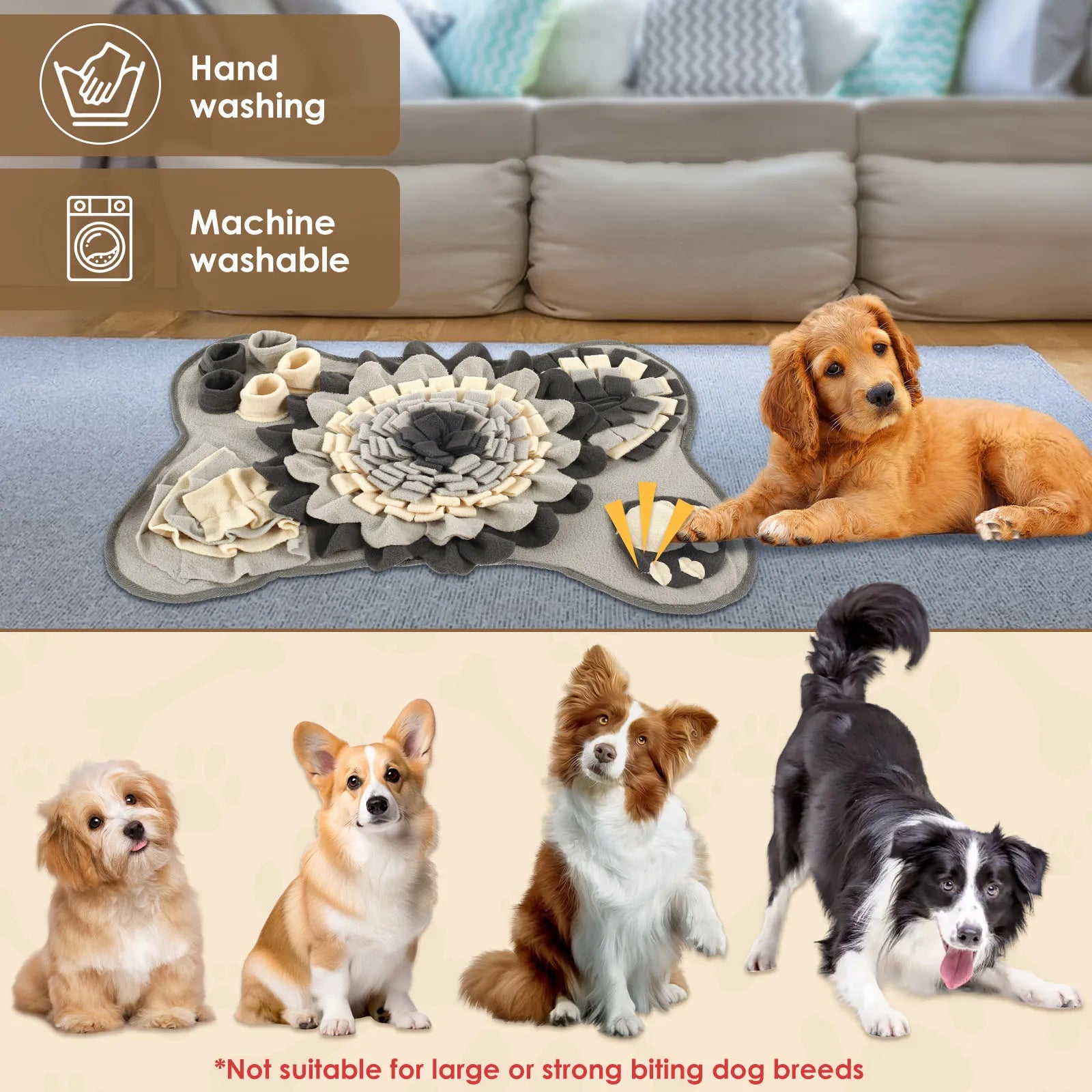 Dog Snuffle Mat Foraging Smell Training Blanket Pet Interactive Training and Stress Relief Sniff Feeding Mat Treat Mat Dog Toys