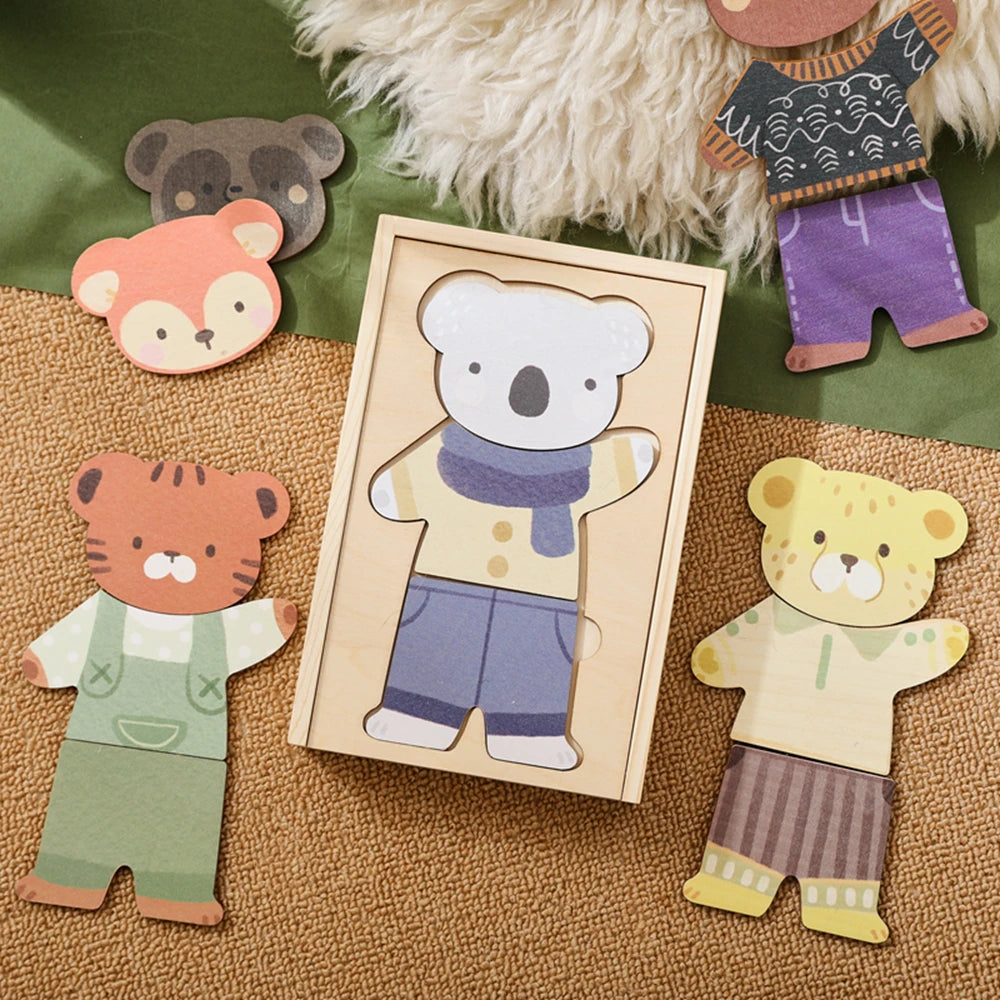 3D Wooden Jigsaw Puzzles for Children Cartoon Animal Hand eye coordination game Baby Educational Puzzles Toy Baby puzzle gift