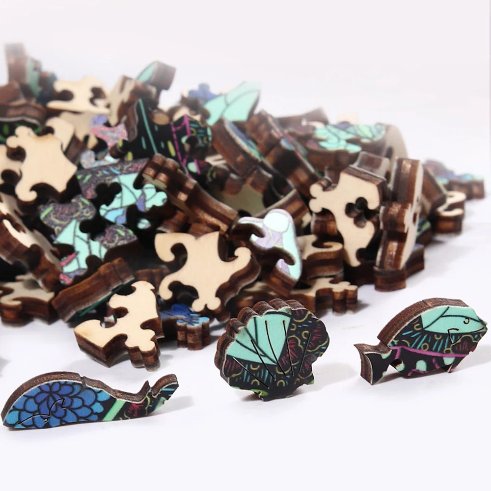 Cat Reflection Wooden Puzzle, Uniquely Irregular Animal Shaped Wooden Jigsaw Puzzles Wooden Toy