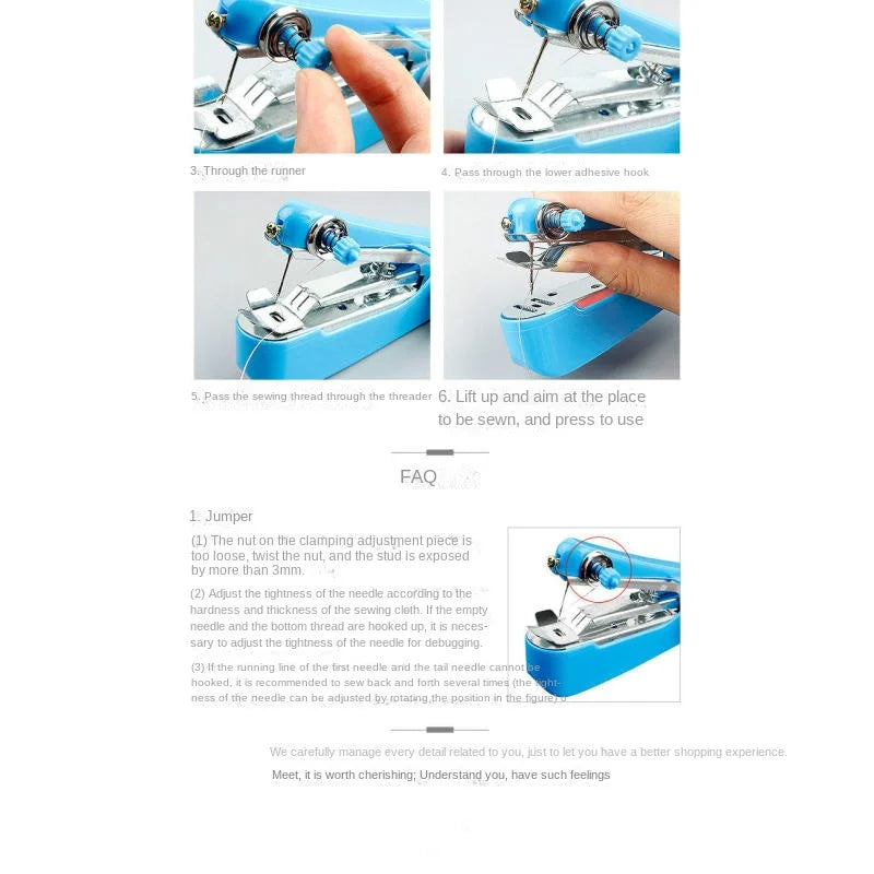Handheld manual sewing machine
