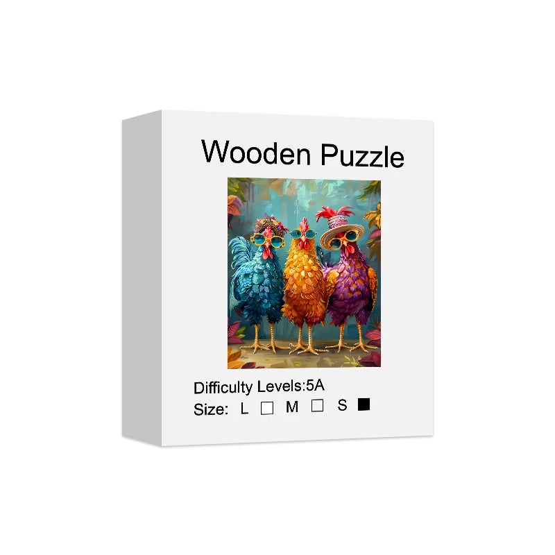Roosters Wooden Puzzle