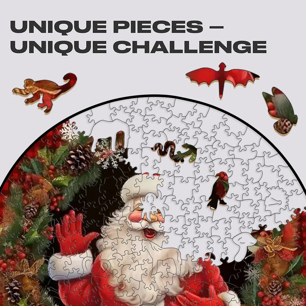 Wooden Puzzle Merry Christmas Jigsaw Puzzles For Kids Surprise Toys Creative Games Round Shaped Wood Puzzle With Education game