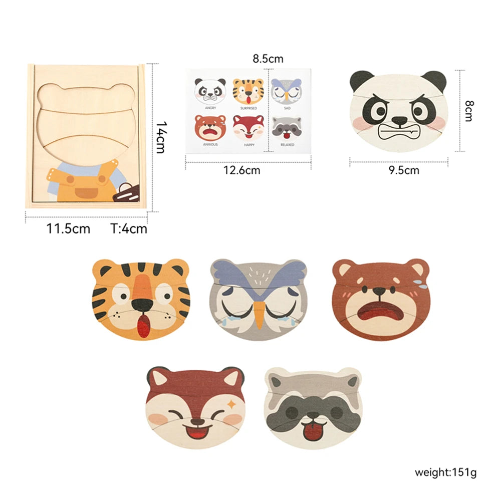 3D Wooden Jigsaw Puzzles for Children Cartoon Animal Hand eye coordination game Baby Educational Puzzles Toy Baby puzzle gift