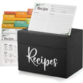 Wood Recipe Box including 50 Cards, 6 Dividers, 1 Conversion Card