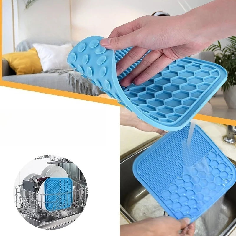 Pet Licking Mat with Suction Cups Anxiety and Boredom Relief Toy for Dogs and Cats  Reusable Treat Dispenser for Slow Feeding