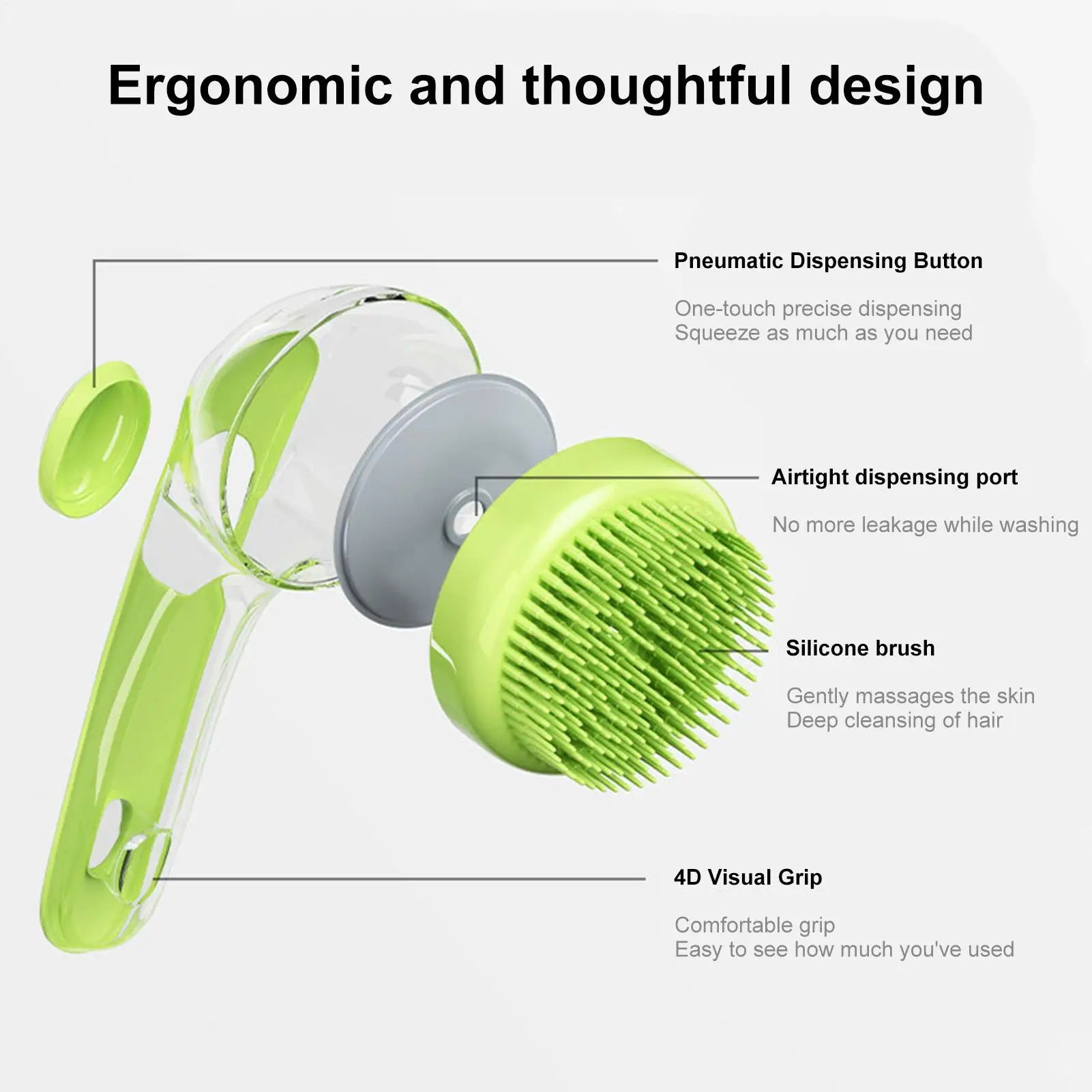 Dog Bath Brush Bathing Brush for Dog Bath Gentle Scrub Massager with Soap Dispenser Portable Washer Tool for Shower Massage