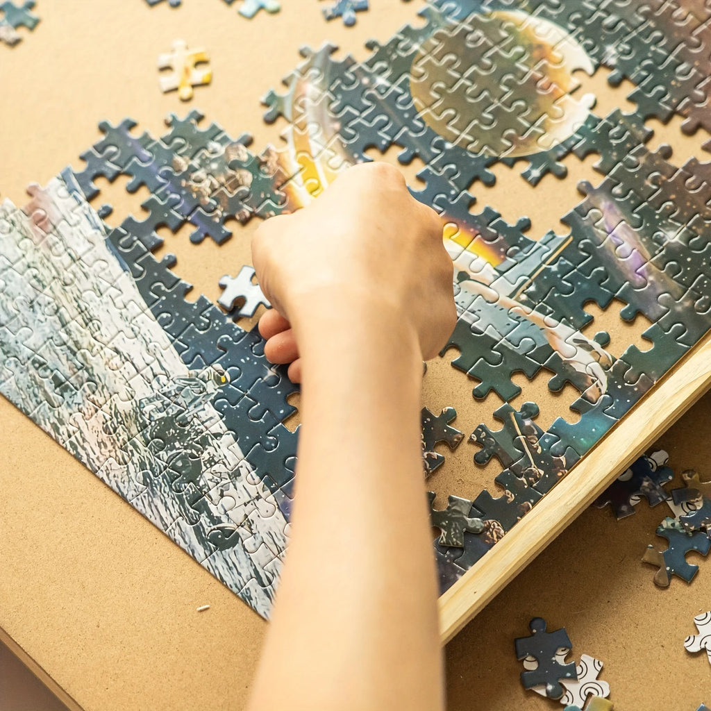 27" X 35" Wooden Puzzle Board with 6 Sliding Drawers