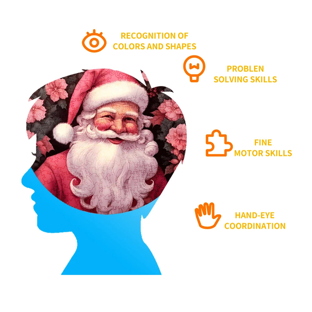 Wooden Puzzle Merry Christmas Jigsaw Puzzles For Kids Surprise Toys Creative Games Round Shaped Wood Puzzle With Education game