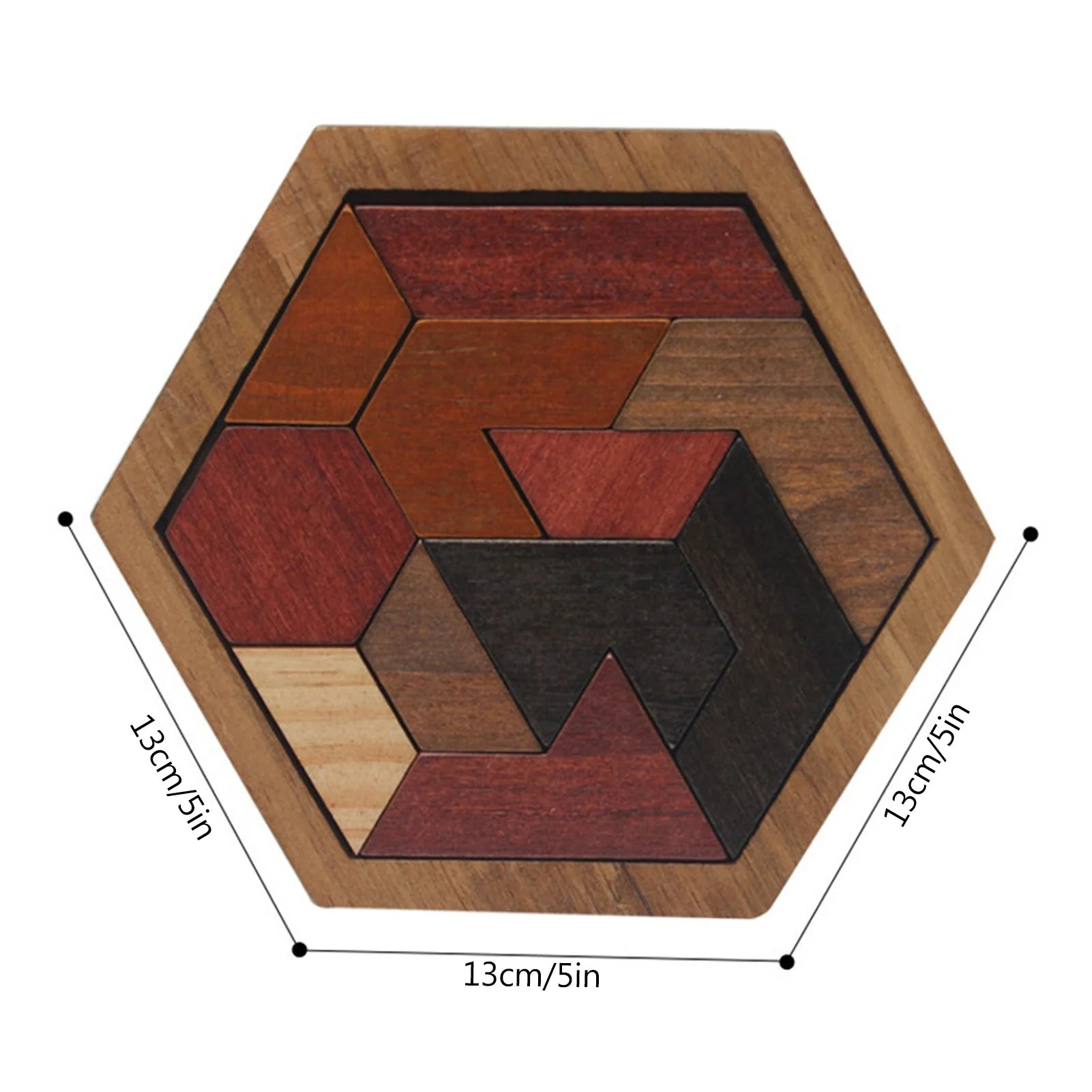 Hexagonal Wooden Geometric Shape Jigsaw Puzzles Chess Game Board Montessori Toys Brain Teaser Educational Intelligence Toys