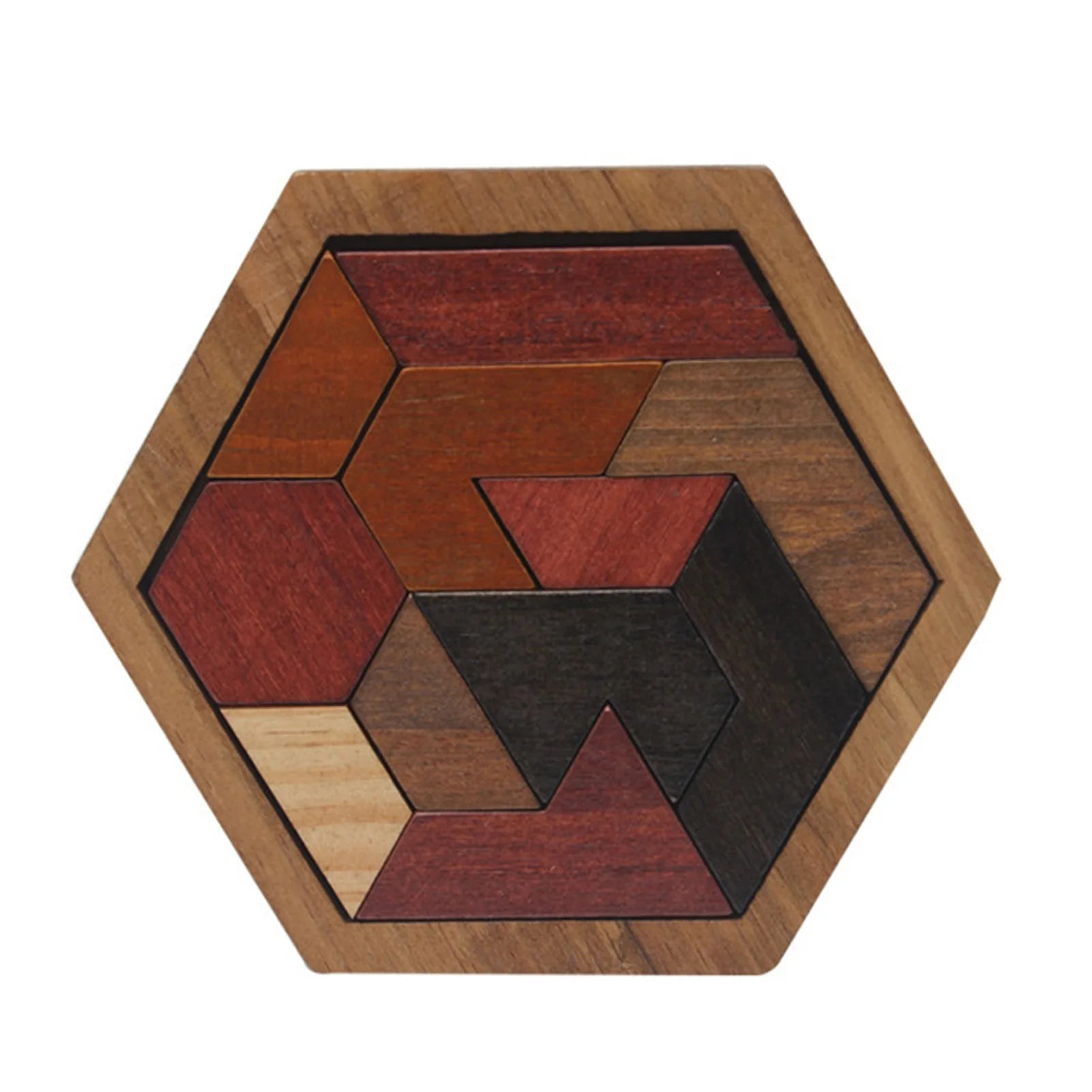 Hexagonal Wooden Geometric Shape Jigsaw Puzzles Chess Game Board Montessori Toys Brain Teaser Educational Intelligence Toys