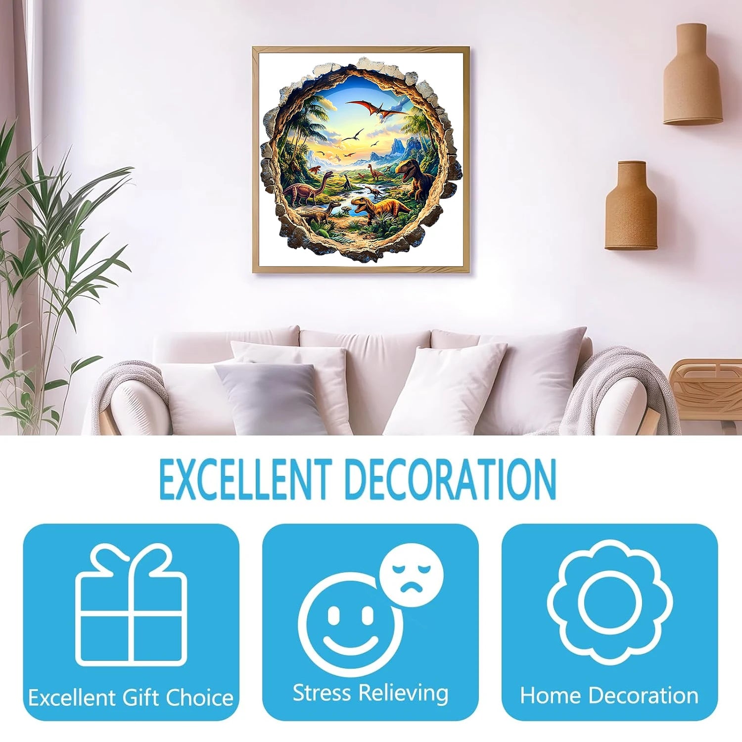 Wooden Puzzle for Adults,Jurassic dinosaurs Puzzles, Irregular Animal Shaped Unique Wooden Jigsaw Puzzle,Modern Art Home Decor