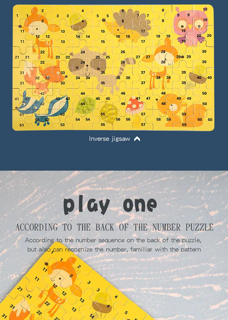 60pcs Jigsaw Cartoon Puzzle With Metal Box, Children's Early Education Animal Vehicle Puzzle, Parent-Child Interaction Game